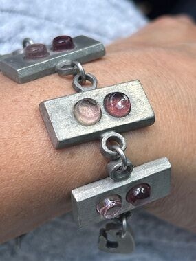 Sweden Modernist Pewter Rectangular Links Size 6”